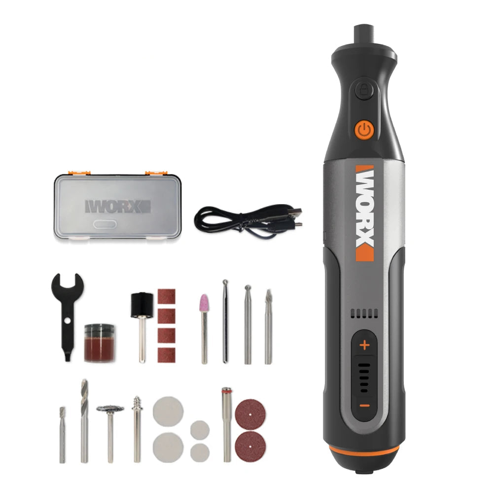 Worx 8V Rotary Tool WX106 Cordless Mini Drill Engraving Grinding Polishing Machine USB Charger Variable Speed Power Tools Set 6