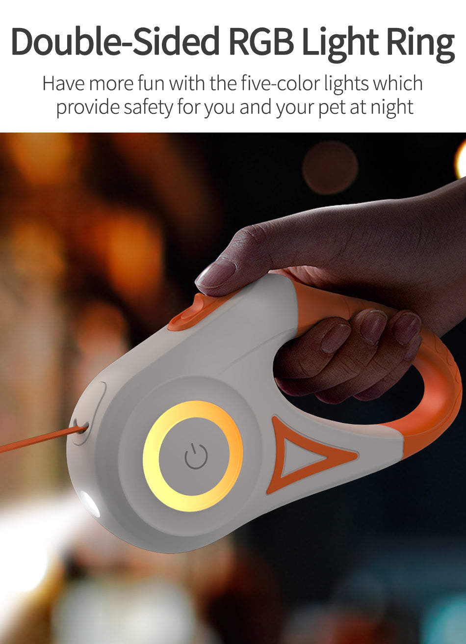 Luxora Retractable Dog Leash with LED Light and Comfort Grip