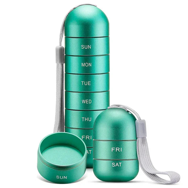 Luxora Aluminum 7 Days Portable Pill Organizer for Travel