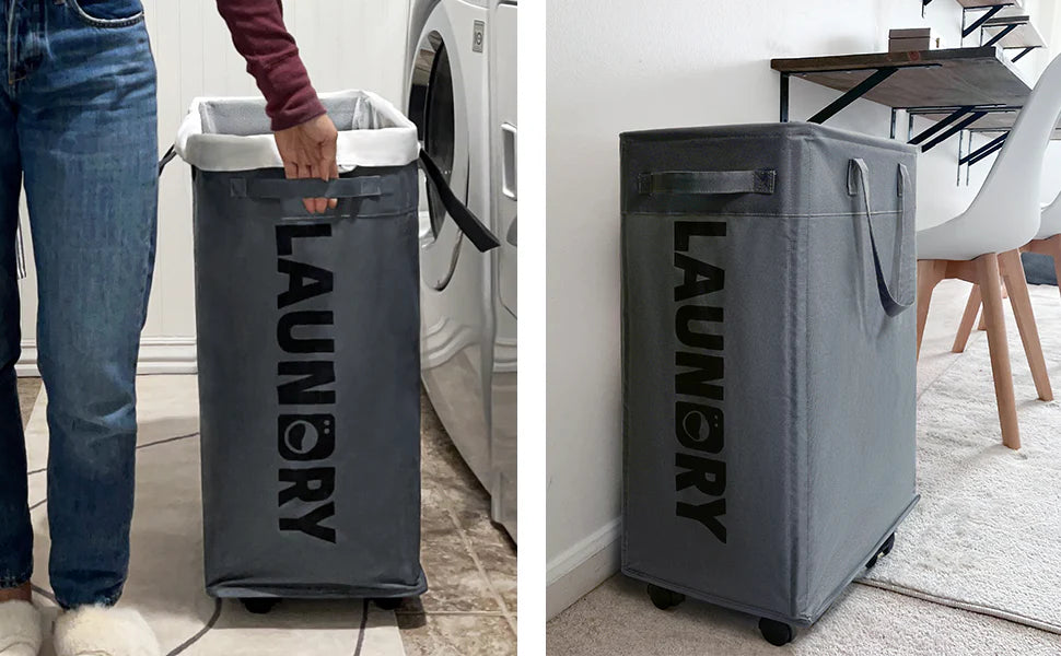 RoyaleGlow 75L Collapsible Large Laundry Basket with Wheels
