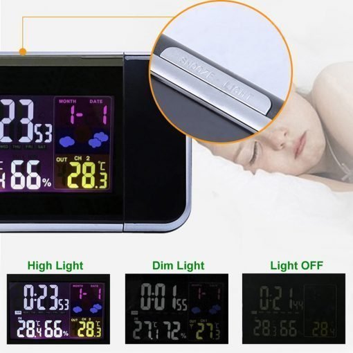 LuxRoyale Projection Clock with Temperature and Humidity
