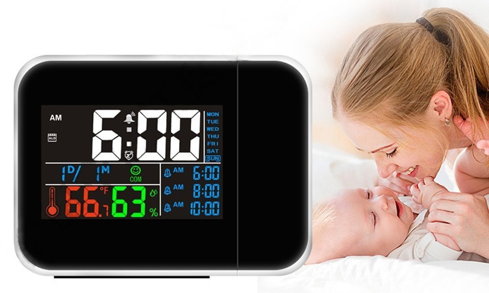 LuxRoyale Projection Clock with Temperature and Humidity