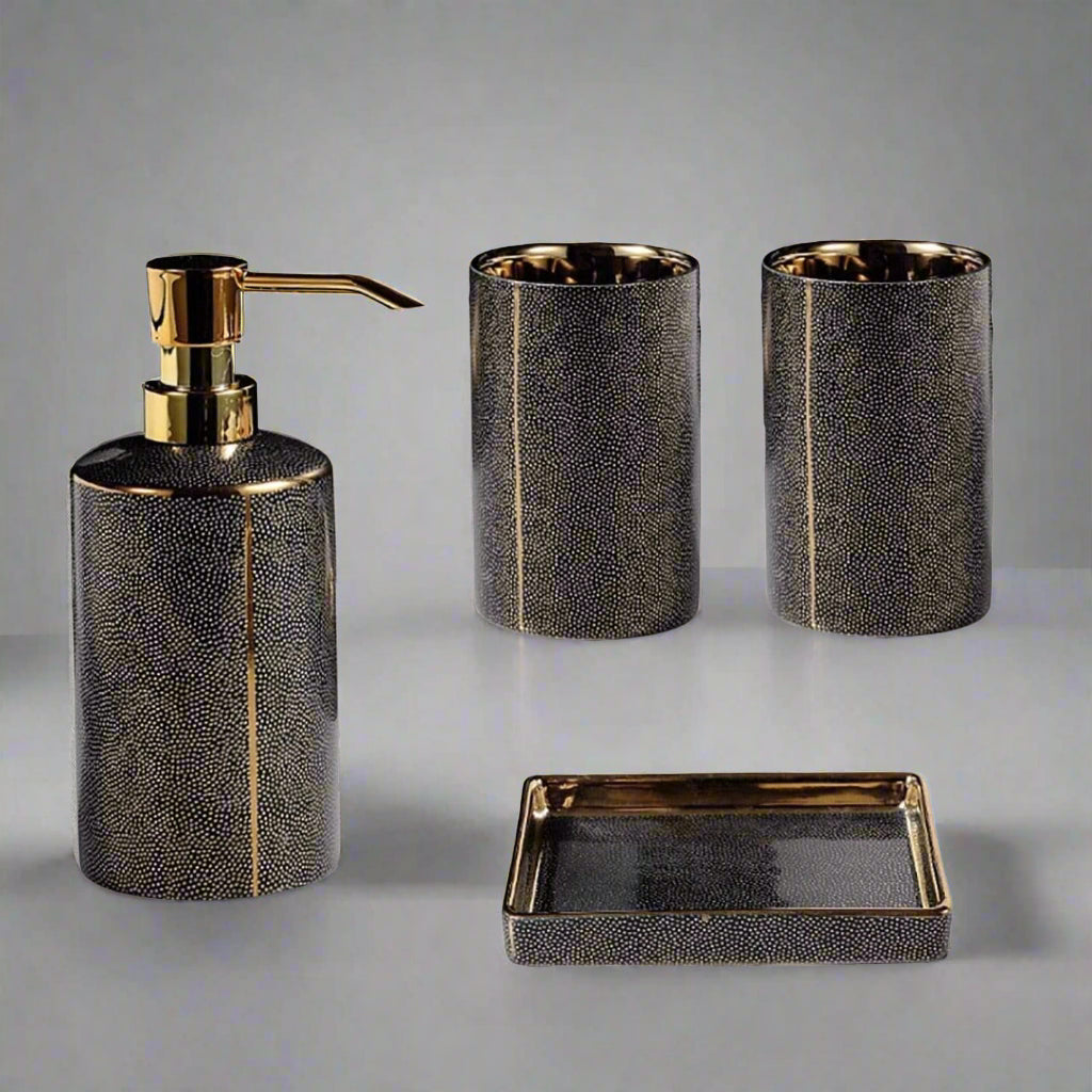 RoyaleGlow Armani Bathroom Accessories Set Elegant 4pcs