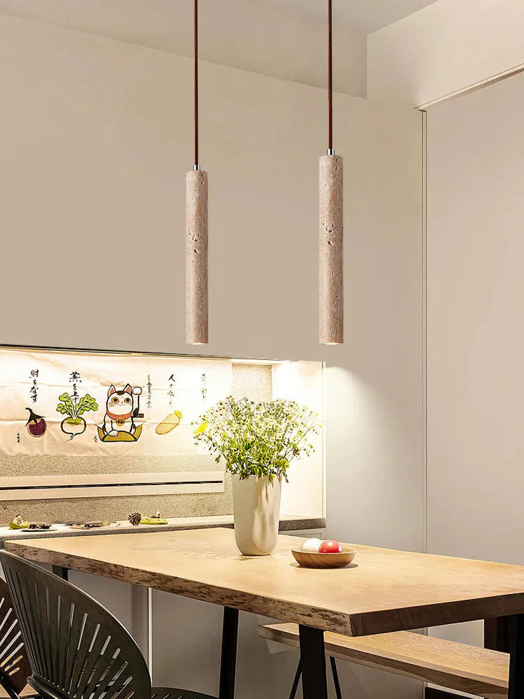 Luxora Modern LED Pendant Lamp - Long Tube Wooden Japanese Style for Home Decor