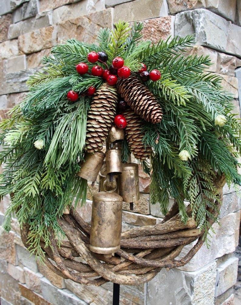 Luxora Farmhouse Christmas Wreath, Boho Holiday Decor