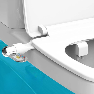 Ultra-thin bidet attachment for toilets – dual nozzles for front and rear cleansing, adjustable water pressure, non-electric, easy installation. Eco-friendly alternative to toilet paper, durable ABS build with chrome control panel. Fits most standard toilets.