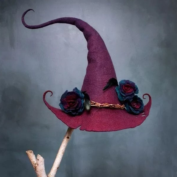 RoyaleGlow Halloween Party Felt Witch Hats for Adults