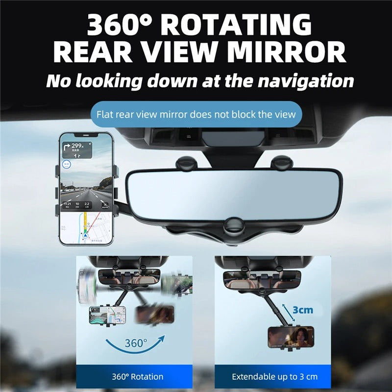 Royaleva Rearview Mirror Phone Holder with 360-Degree Rotation