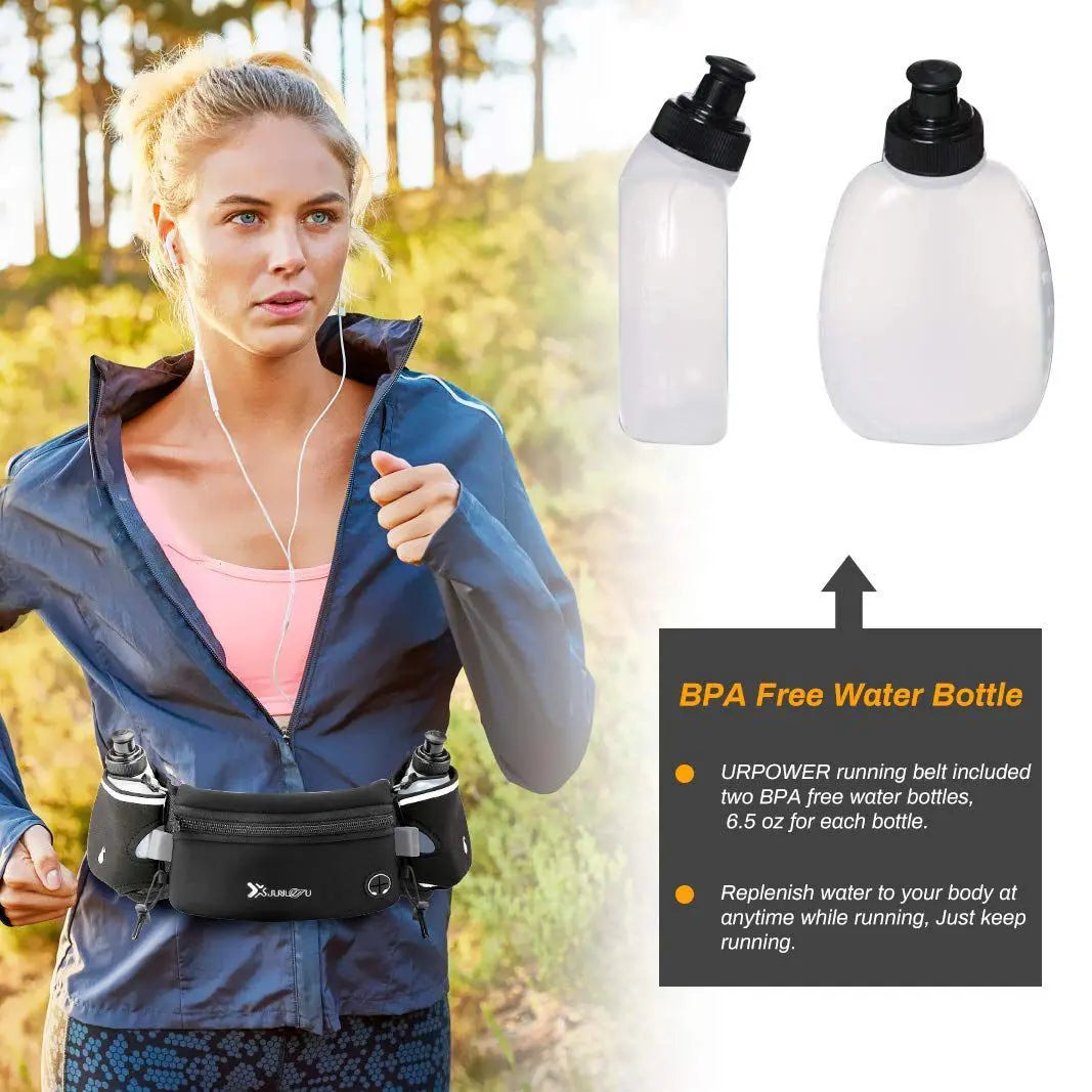 RoyaleGlow Running Hydration Waist Belt with Dual Bottle Holders