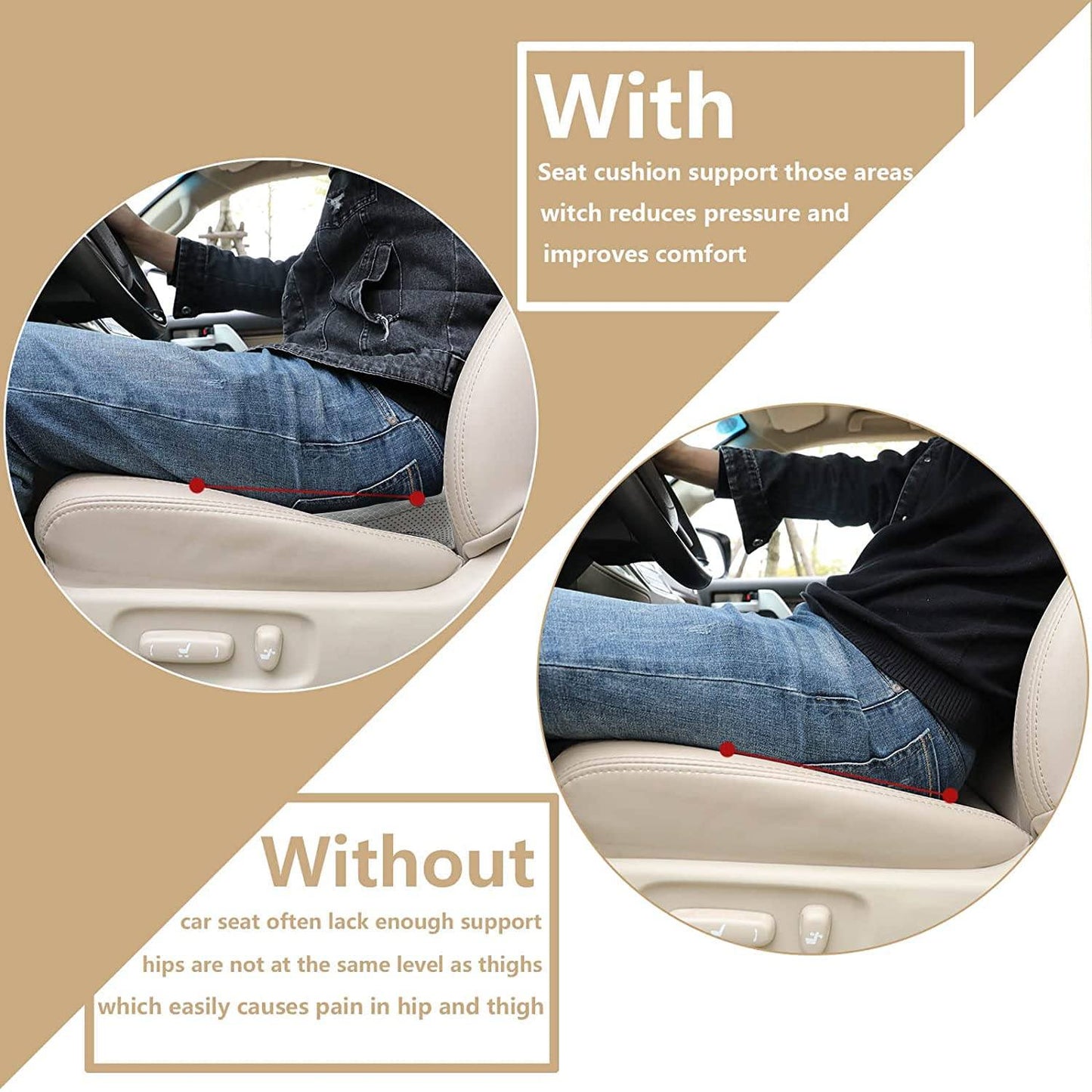Luxora Car Seat Cushion for Shorter Drivers - Comfort Support