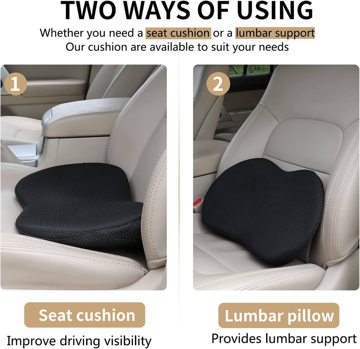 Luxora Car Seat Cushion for Shorter Drivers - Comfort Support