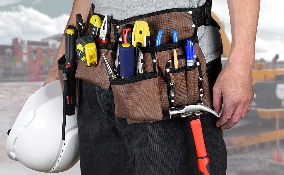 Royaleva Heavy Duty Tool Belt with 11 Pockets Adjustable