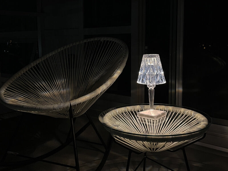 RoyaleGlow Crystal Wireless LED Lamp | Touch Control & Rechargeable Indoor/Outdoor Light - Transparent