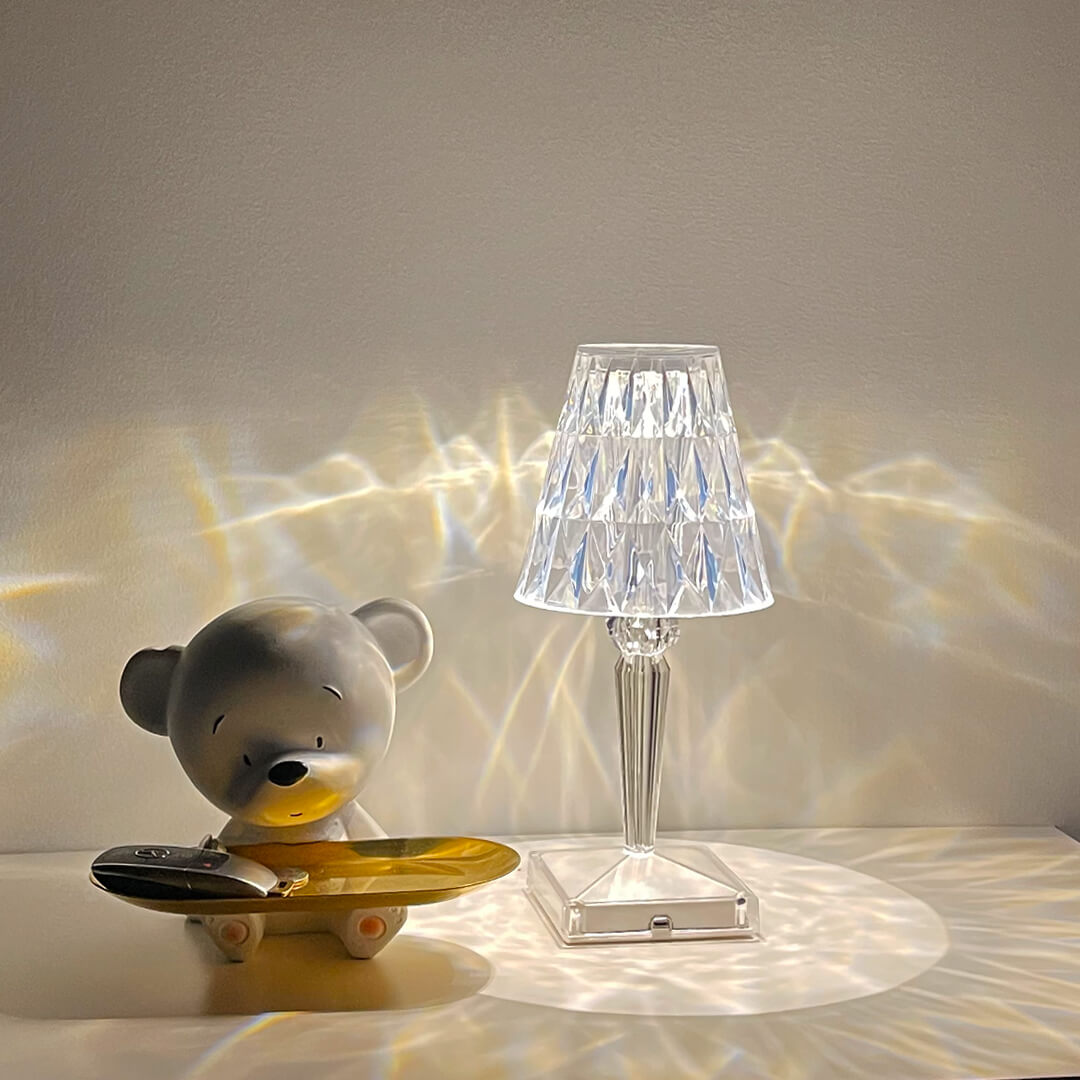 RoyaleGlow Crystal Wireless LED Lamp | Touch Control & Rechargeable Indoor/Outdoor Light - Transparent