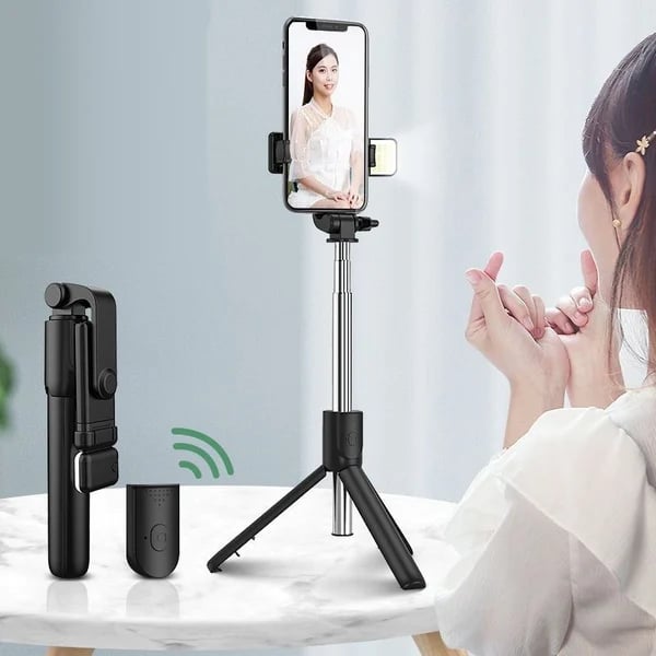 RoyaleGlow 6 In 1 Wireless Bluetooth Selfie Stick With Fill Light