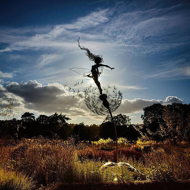 Royallure Enchanted Dancing Fairy Garden Statue – Metal Wind Spinner Décor