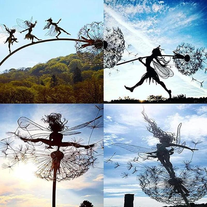 Royallure Enchanted Dancing Fairy Garden Statue – Metal Wind Spinner Décor