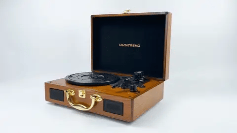 RoyaleGlow Vintage Suitcase-Style Vinyl Turntable Record Player
