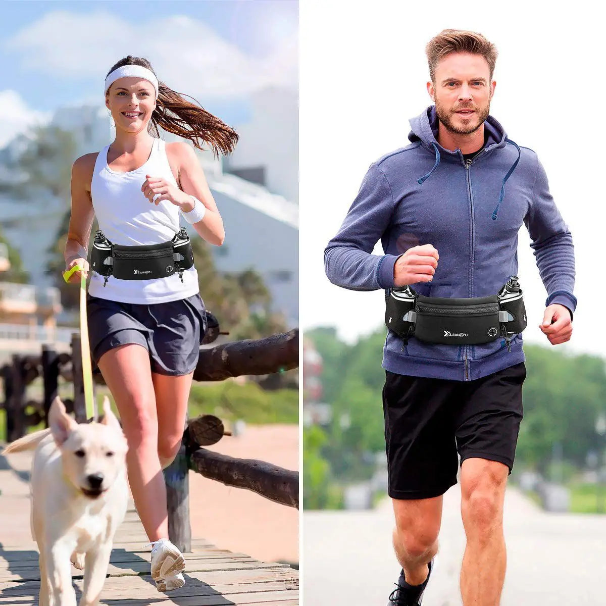 RoyaleGlow Running Hydration Waist Belt with Dual Bottle Holders