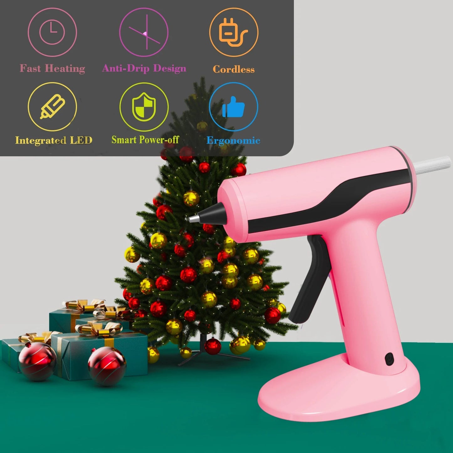Luxora Cordless Hot Glue Gun Kit (Pink) with 40 Glue Sticks