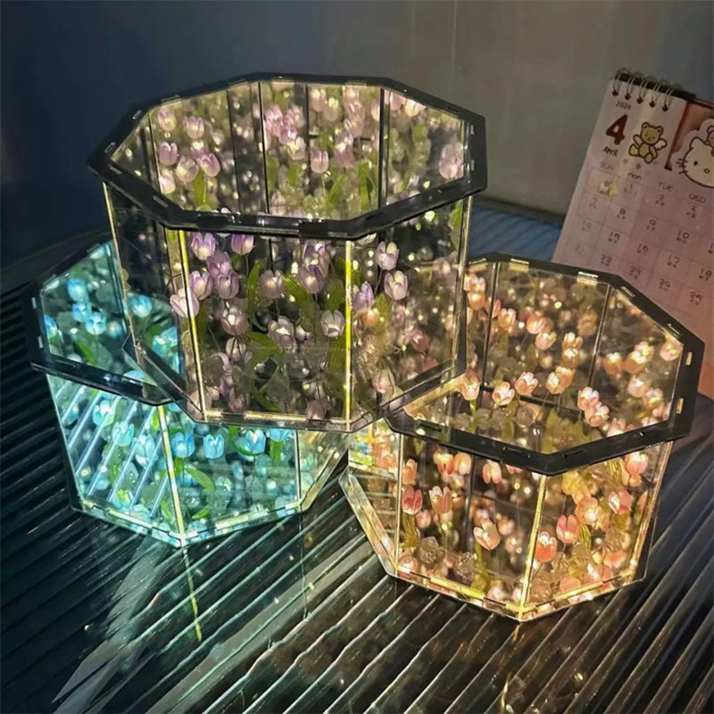 Royallure Tulip Mirror Night Light Lamp - 7 Color Options - Blue Rose