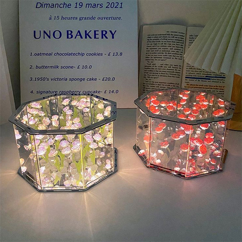 Royallure Tulip Mirror Night Light Lamp - 7 Color Options - Blue Rose