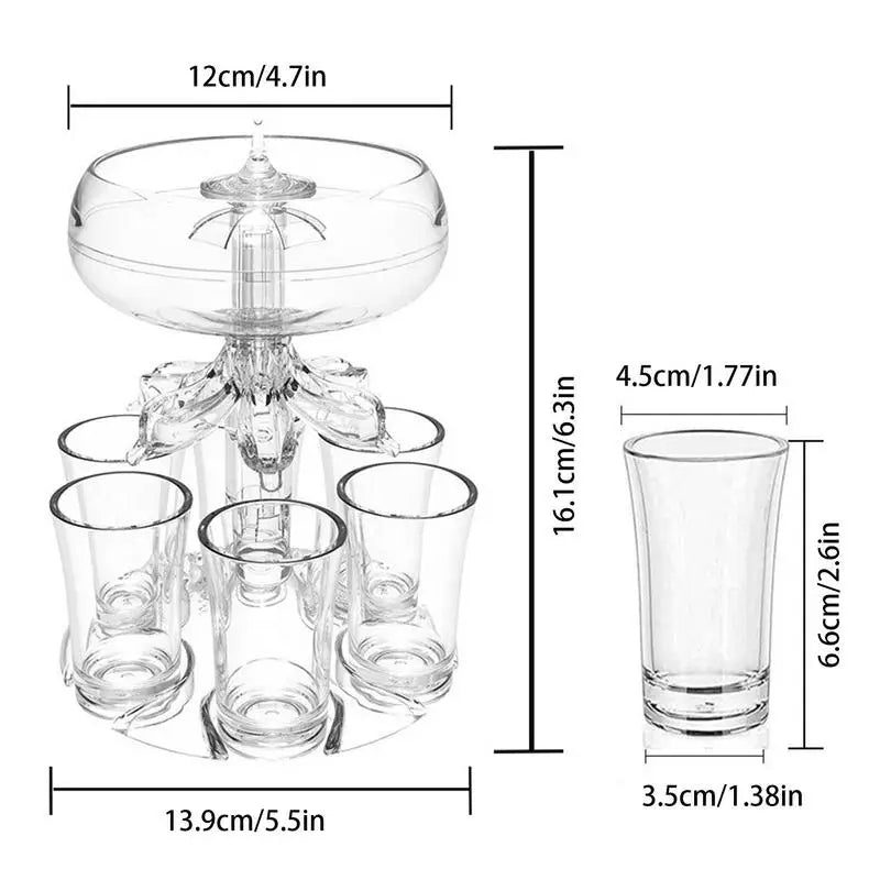 Royaleva 6 Shot Glass Drink Dispenser for Parties