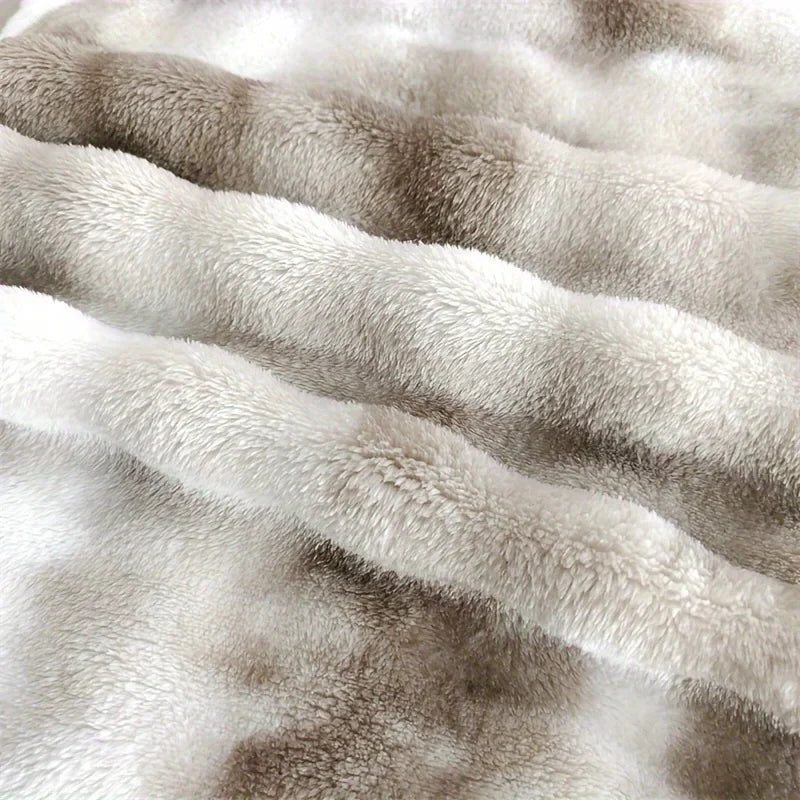 RoyaleGlow Tie-Dye Ultra Soft Faux Rabbit Fur Throw Blanket