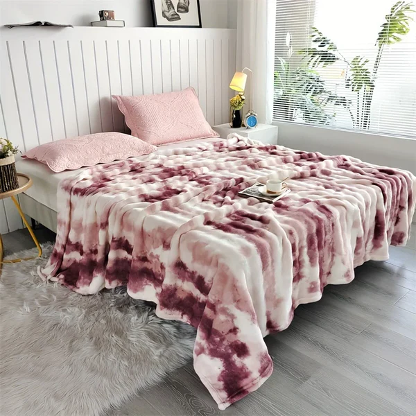RoyaleGlow Tie-Dye Ultra Soft Faux Rabbit Fur Throw Blanket