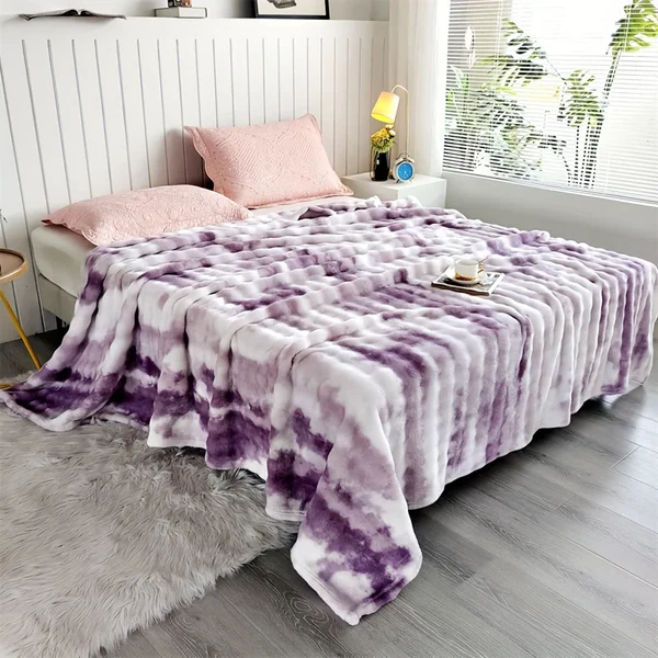 RoyaleGlow Tie-Dye Ultra Soft Faux Rabbit Fur Throw Blanket