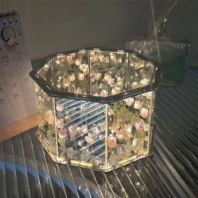 Royallure Tulip Mirror Night Light Lamp - 7 Color Options - Pink Tulip