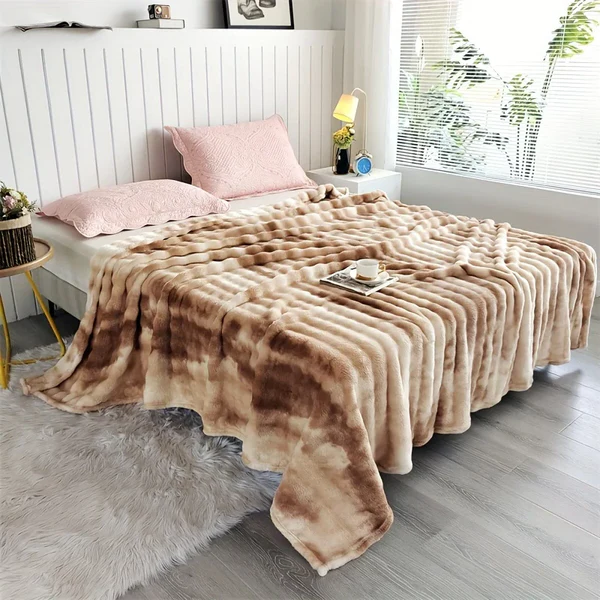 RoyaleGlow Tie-Dye Ultra Soft Faux Rabbit Fur Throw Blanket