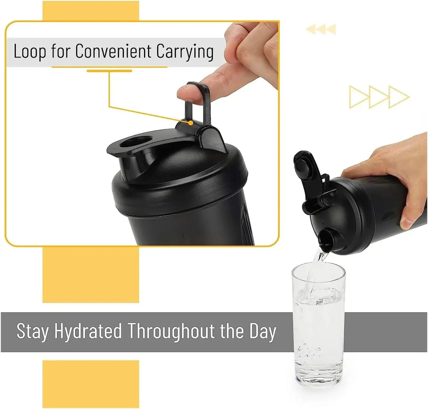 Luxora 600ml Leak-Proof Protein Shaker Bottle with Mixing Ball