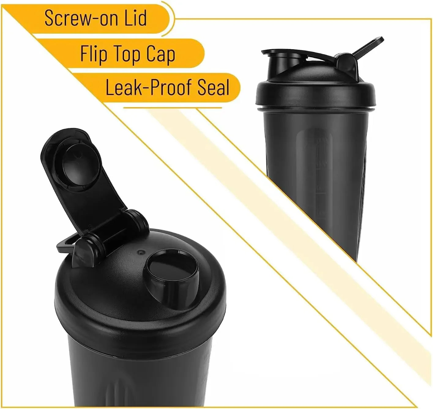 Luxora 600ml Leak-Proof Protein Shaker Bottle with Mixing Ball