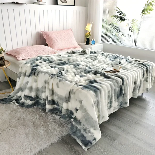 RoyaleGlow Tie-Dye Ultra Soft Faux Rabbit Fur Throw Blanket