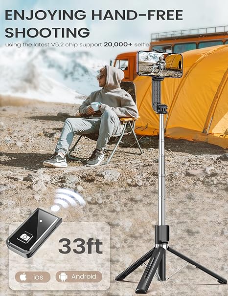 RoyaleGlow 6 In 1 Wireless Bluetooth Selfie Stick With Fill Light