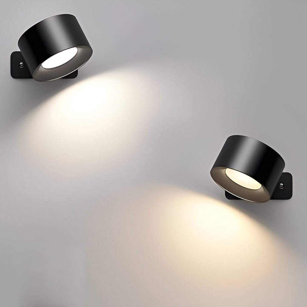 Spotlight Cordless Wall Lamp - 360° Rotation, Dimmable, Rechargeable Wall Light - Black / Touch Control