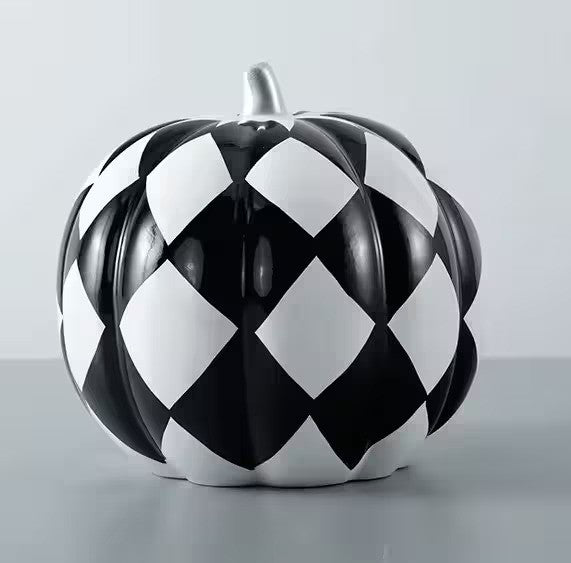 Royelux Black White Pumpkin Resin Ornament Modern Desktop Home Office Decor