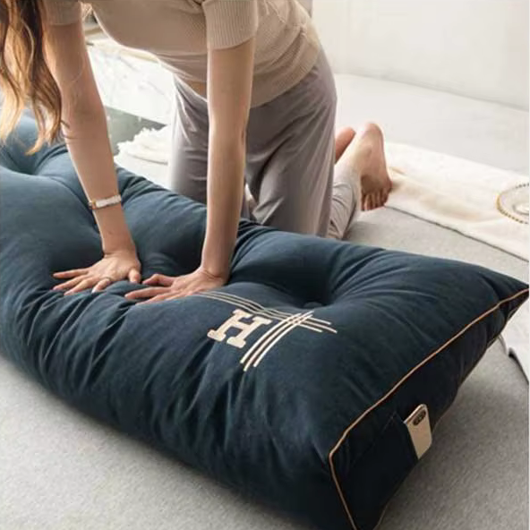 Royaleva Nordic Bedside Backrest Cushion – Custom Embroidered Wedge Pillow for Comfort & Support