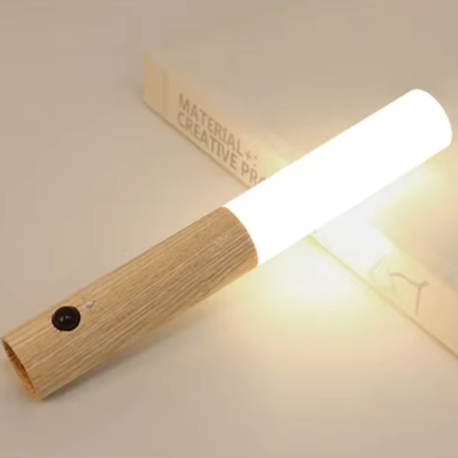 Luxora Wood Grain Motion Sensor Night Light with Magnetic Base