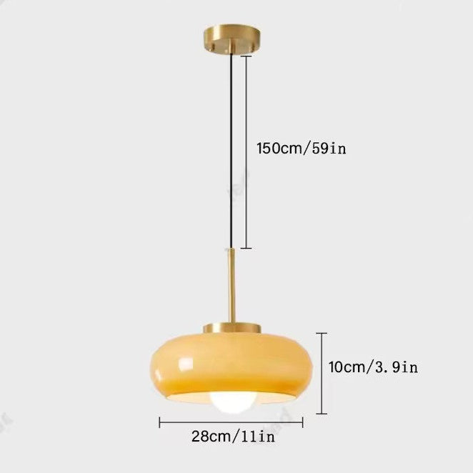 RoyaleGlow Nordic Milk Glass Pendant Light, Copper Shade Modern Hanging Lamp