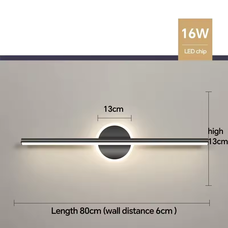 Royallure Black Vanity Light Fixture - LED Linear Wall Lamp for Modern Interiors