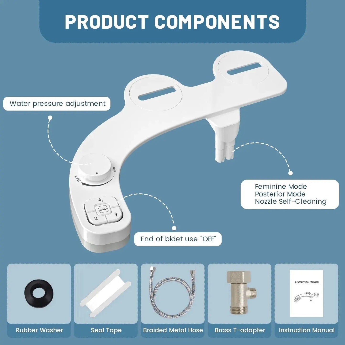 Luxora Toilet Bidet Attachment with Dual Nozzle System
