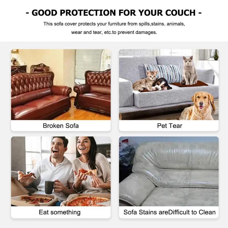 Luxora Non-Slip Sofa Cover - Elegant Ribbed Jacquard Couch Slipcover for Protection