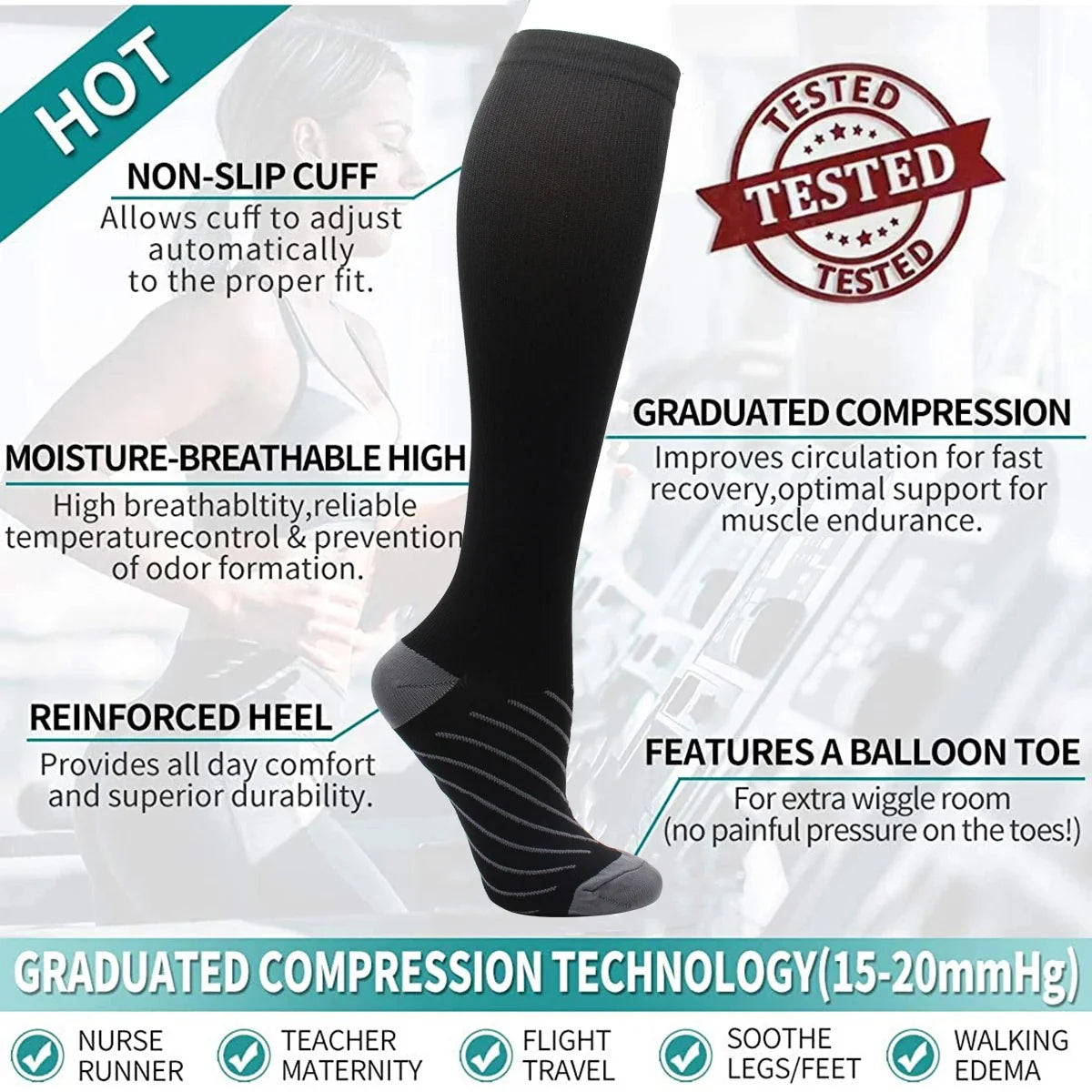 RoyaleGlow Medical Compression Socks for All-Day Comfort