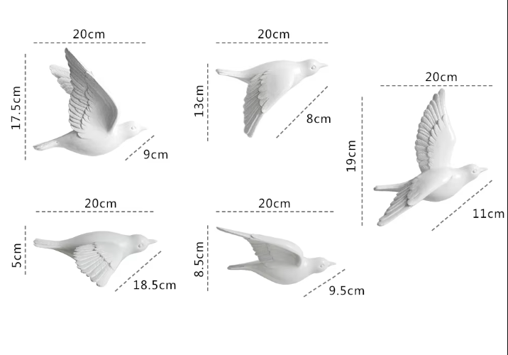 RoyaleGlow 3D Flying Bird Wall Art Set - Elegant Resin Sculptures for Home Decor