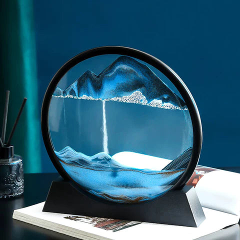 Royaleva Moving Sand Art Sculpture - LED Soothing Desktop Decor - Ocean / 7 inch