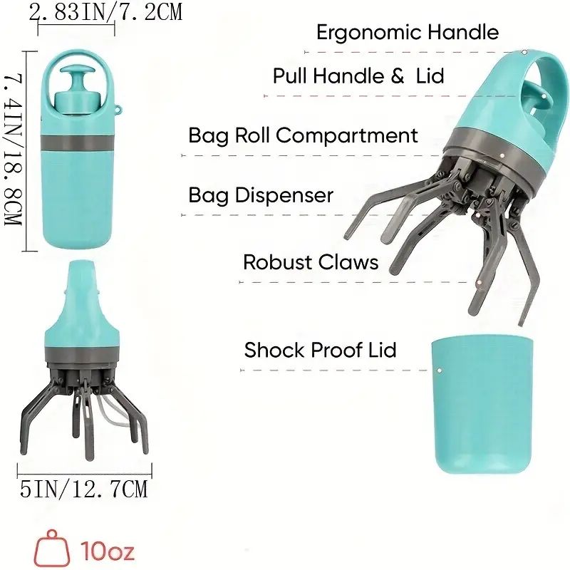RoyaleGlow Portable Pooper Scooper with Built-In Bag Dispenser
