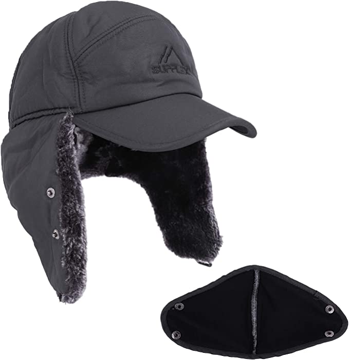 Luxora Premium Mens Winter Cold Weather Snow Hat With Ear Flaps And Brim