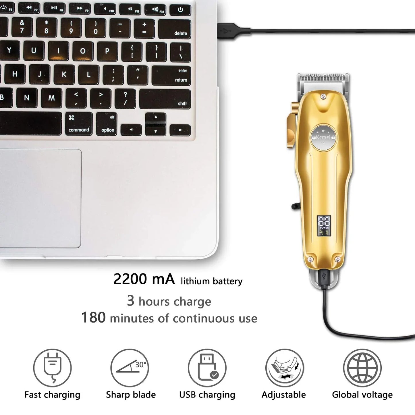 RoyaleGlow Professional Hair Clippers for Men Gold Set